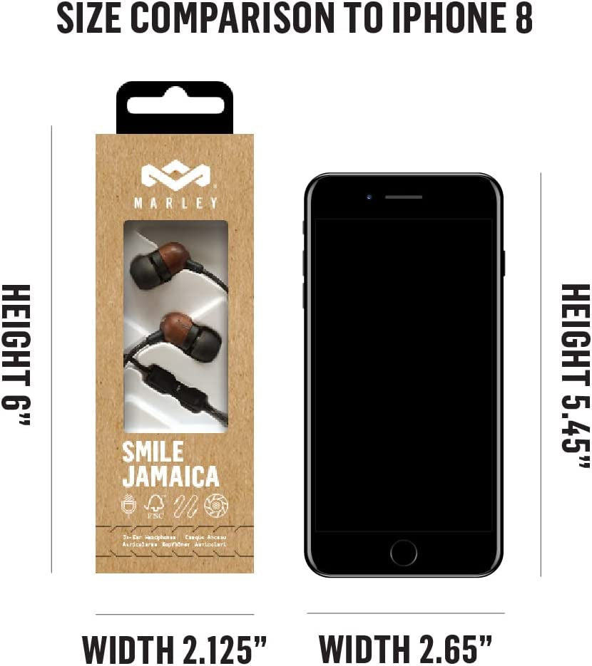 Smile Jamaica: Wired Earphones with Microphone, Noise Isolating Design, and Sustainable Materials, Brass