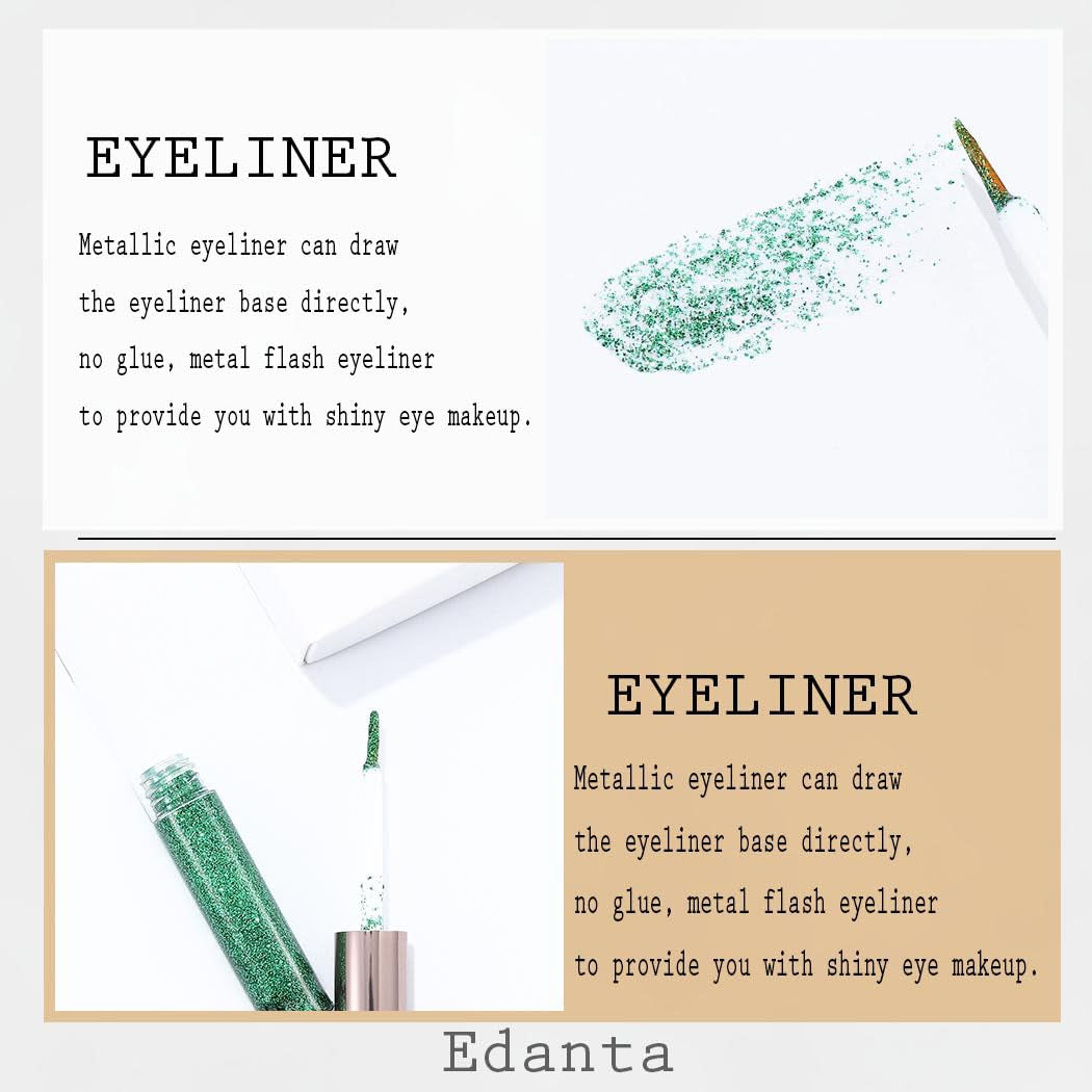 ta Glitter Liquid Eyeliner Shimmer Eye Liner Colorful Eye Makeup Metallic Eyeliner Cosmetics Make up for Parties Cosplay Eye Makeup Pack of 1 (Green 7#)