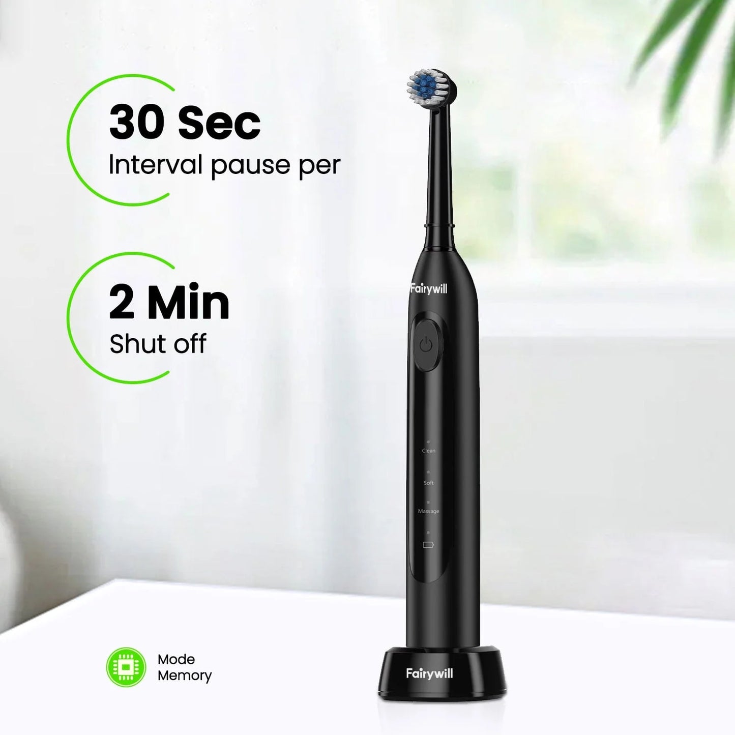 Rotating Electric Toothbrush for Adults, Rechargeable Spin Ultrasonic Toothbrush with TYPE-A Charging,4 Brush Heads, Black