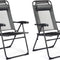 Set of 2 Patio Dining Chairs, Folding Lounge Chairs with 7 Level Adjustable Backrest, Headrest, 300 Lbs Capacity, Outdoor Portable Chairs with Metal Frame (2, Gray)