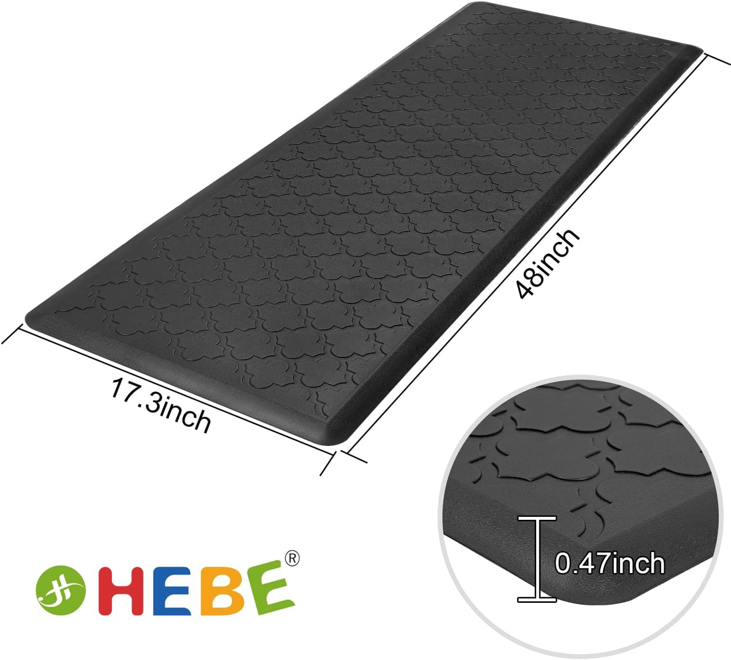 Kitchen Mat Cushioned anti Fatigue Kitchen Floor Mat Runner 17.3"X48" Non Slip Kitchen Mats for Floor Waterproof Kitchen Rugs and Mats Comfort Mat for Standing Desk,Sink,Laundry