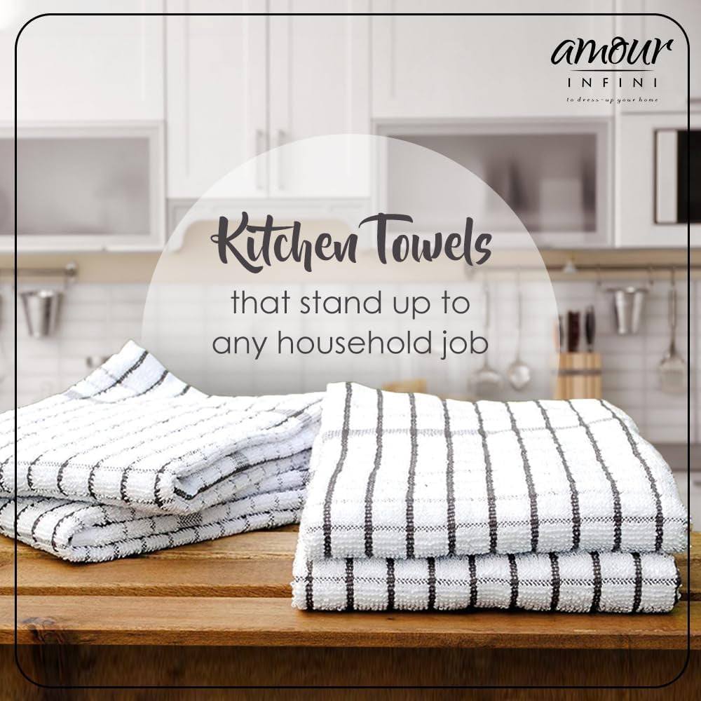 Dish Towels Pack of 4 Highly Absorbent Quick Dry Super Soft 20X28 Inch Kitchen Towel with Hanging Loop for Cleaning & Drying Dishes (D.Grey)