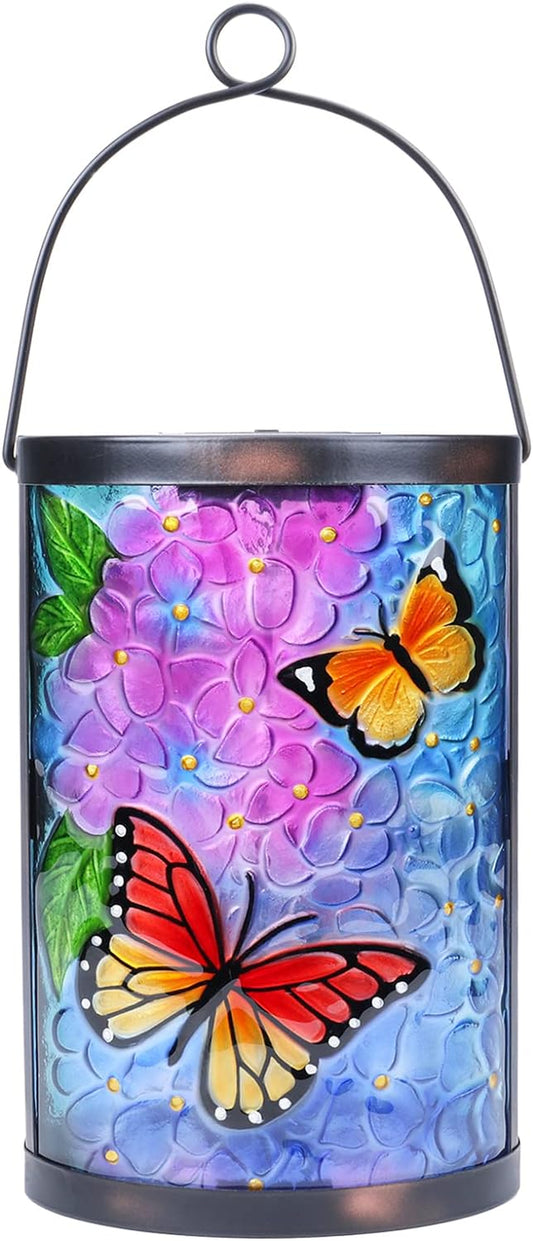 Hanging Solar Lantern Outdoor Waterproof LED Solar Lights Butterfly Decorative Solar Lanterns Tabletop Lamp for Outdoor Patio Garden Yard Decor