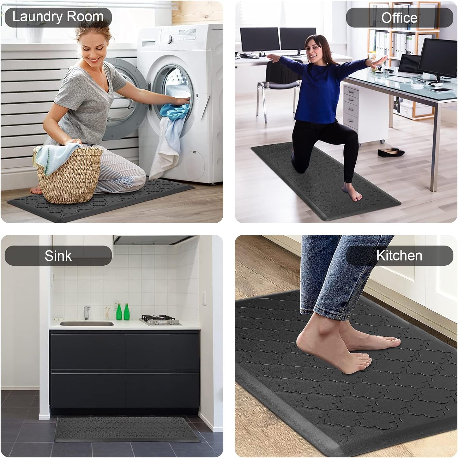 Kitchen Mat Cushioned anti Fatigue Kitchen Floor Mat Runner 17.3"X48" Non Slip Kitchen Mats for Floor Waterproof Kitchen Rugs and Mats Comfort Mat for Standing Desk,Sink,Laundry