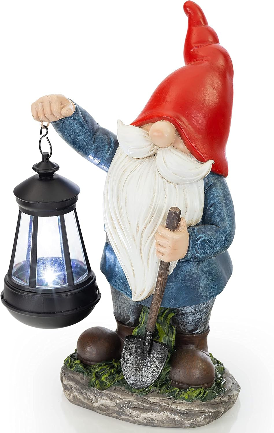 Earnest Garden Gnomes with Lantern Lawn Gnome Great Addition for Your Garden Solar Powered Light Garden Knome Christmas Decorations Gifts for outside Patio Lawn