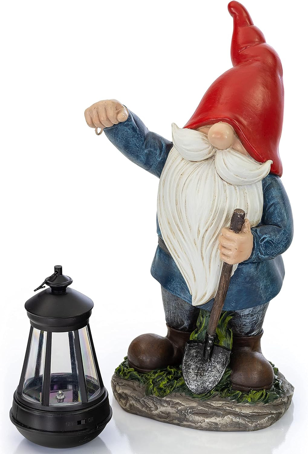 Earnest Garden Gnomes with Lantern Lawn Gnome Great Addition for Your Garden Solar Powered Light Garden Knome Christmas Decorations Gifts for outside Patio Lawn