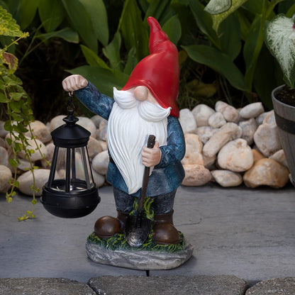 Earnest Garden Gnomes with Lantern Lawn Gnome Great Addition for Your Garden Solar Powered Light Garden Knome Christmas Decorations Gifts for outside Patio Lawn