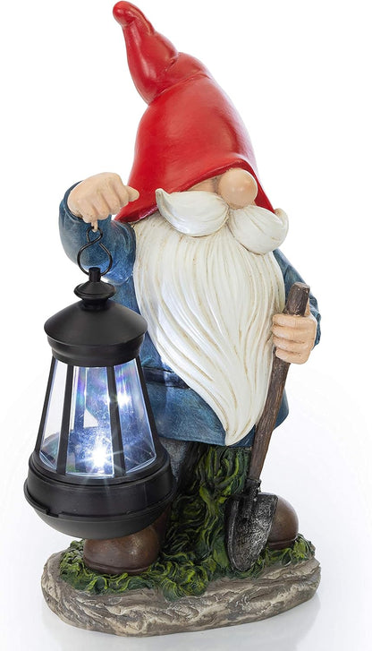 Earnest Garden Gnomes with Lantern Lawn Gnome Great Addition for Your Garden Solar Powered Light Garden Knome Christmas Decorations Gifts for outside Patio Lawn