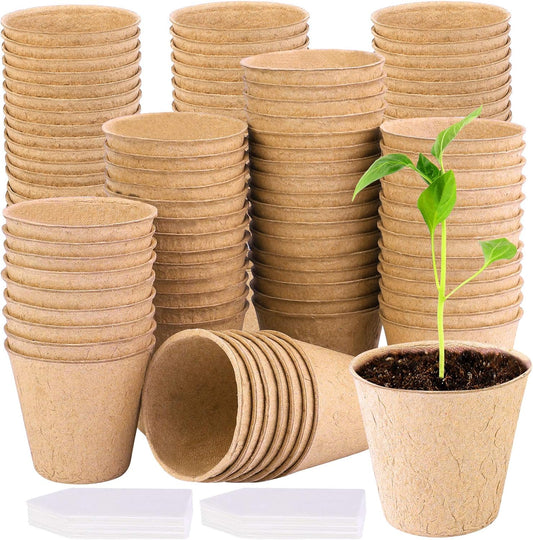 120 Pieces Peat Pots Seed Starter Eco-Friendly Enhance Aeration with Plant Tags for Home Plant Starters