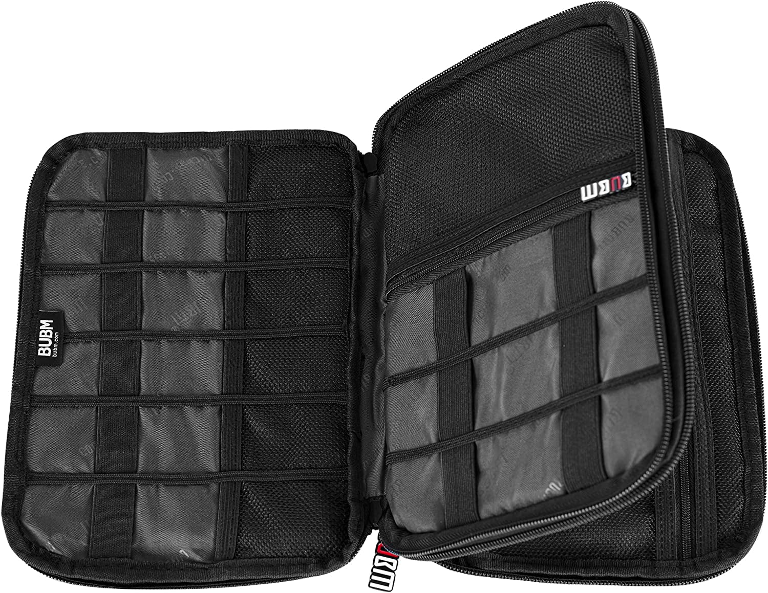 Double Layer Electronic Accessories Organizer, Travel Gadget Bag for Cables, USB Flash Drive, Plug and More, Perfect Size Fits for Ipad Mini (Medium, Black)