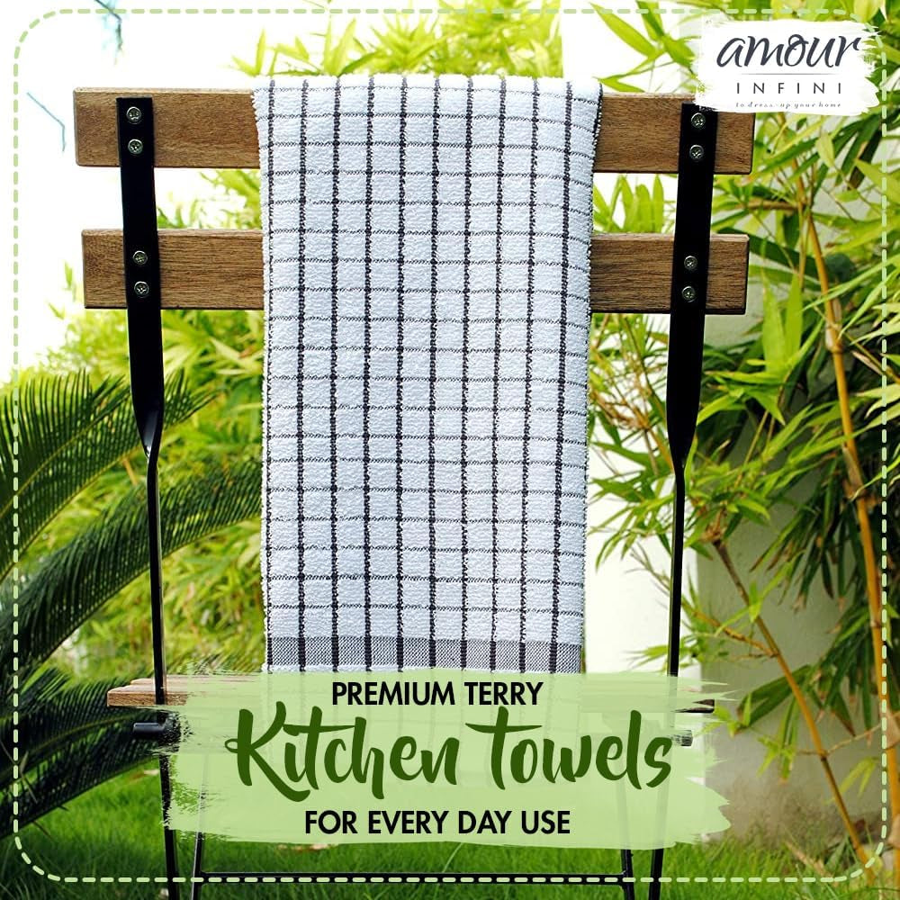 Dish Towels Pack of 4 Highly Absorbent Quick Dry Super Soft 20X28 Inch Kitchen Towel with Hanging Loop for Cleaning & Drying Dishes (D.Grey)