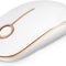 Wireless Mouse, 2.4G Slim Portable Computer Mice with Nano Receiver for Notebook, PC, Laptop, Computer (White and Gold)