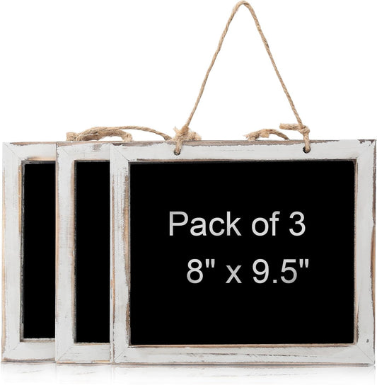 Chalk Board - 8" X 9" Hanging Chalkboard Sign- Pack of 3 Vintage Framed Kitchen Chalkboard-Decorative Chalkboard for Rustic Wedding Signs, Kitchen Pantry & Wall Decor