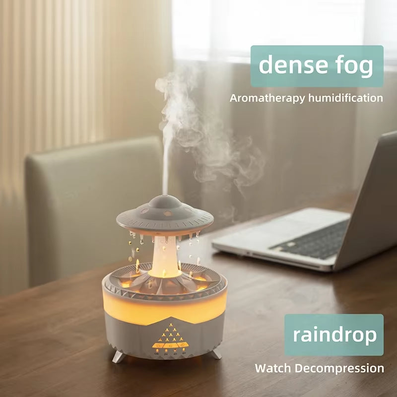 Rain Cloud Humidifier Water Drip with Remote Raindrop Humidifier Rain Cloud Diffuser Mushroon Air Humidifier with Rain Lamp