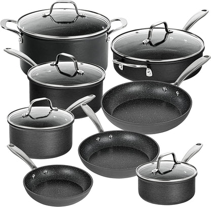 13 Pc Pots and Pans Set Non Stick Cookware Set, Kitchen Cookware Sets, Pot and Pan Set, Pot Set, Hard Anodized Non Stick Pots and Pans Set with Lids, Nonstick Cookware Set Dishwasher Safe