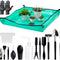 25Pcs Mini Garden Hand Transplanting Succulent Tools Set, 39.4" Thickened Repotting Mat & Plant Tag, Miniature Planting Indoor Fairy Care, Potting, Cactus, Houseplant Bonsai Tool Kit (Black)