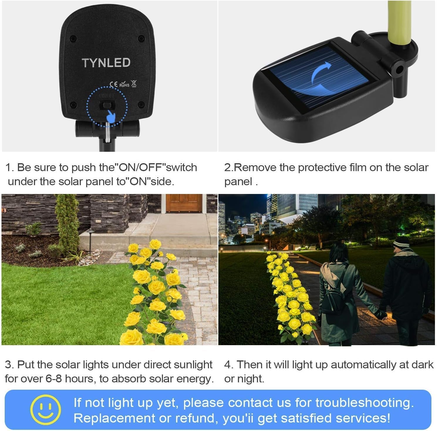 Outdoor Solar Garden Stake Lights,Upgraded LED Solar Powered Light with 6 Rose Flowers, Waterproof Solar Decorative Lights for Patio Pathway Courtyard Garden Lawn