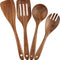 Wooden Cooking Utensils Set 4-Piece Wood Kitchen Utensil Set for Non Stick Cookware Wooden Spatula,Fork,Turner,Ladle,Strainer Spoons