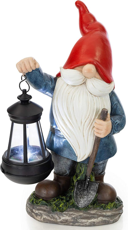 Earnest Garden Gnomes with Lantern Lawn Gnome Great Addition for Your Garden Solar Powered Light Garden Knome Christmas Decorations Gifts for outside Patio Lawn