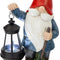 Earnest Garden Gnomes with Lantern Lawn Gnome Great Addition for Your Garden Solar Powered Light Garden Knome Christmas Decorations Gifts for outside Patio Lawn