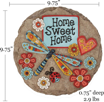 - Garden Décor - Home Sweet Dragonfly Stepping Stone - Decorative Stone for Garden